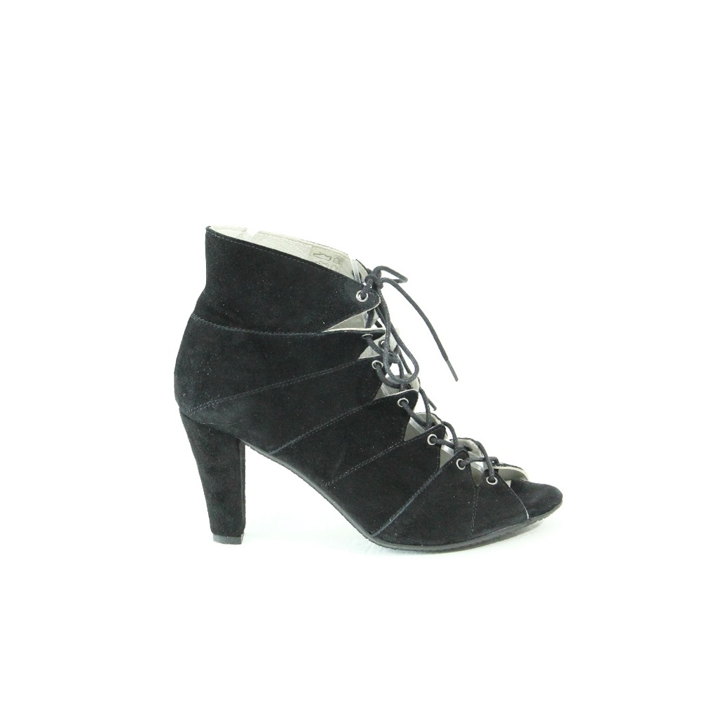 Eric Michael Lace Up Boots Peep Toe Shoes Vintage Style 37 Ankle Booties